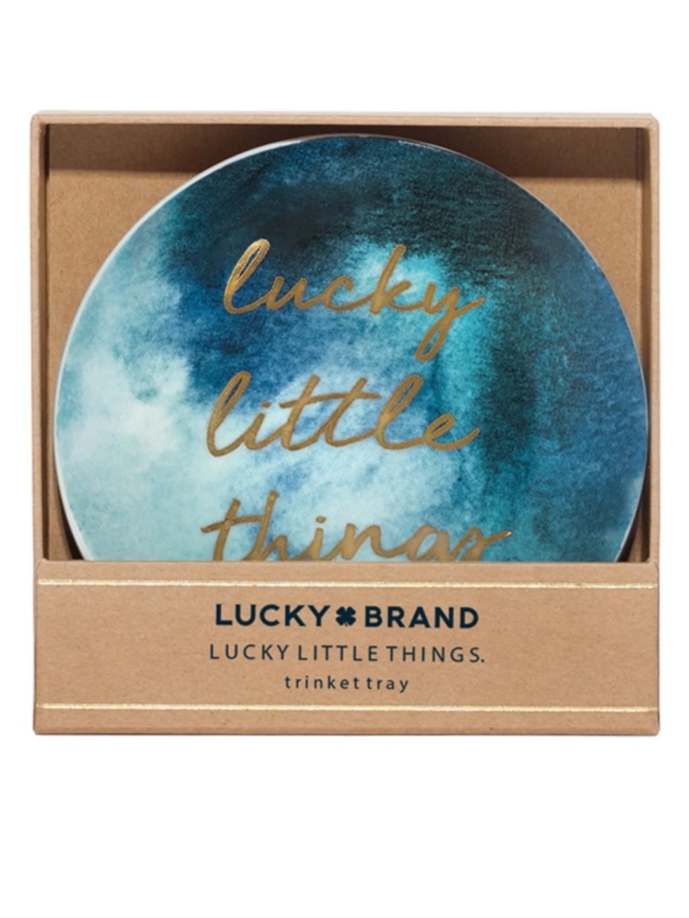 NIB Lucky Brand Lucky Little Things Trinket Tray NIB Blue Gold Jewel Dish Boho